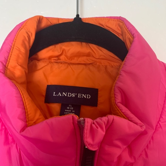 Lands End Quilted Puffer Vest Primaloft Woman XL Pink Outdoor Granola Hiking Ski - Picture 2 of 13